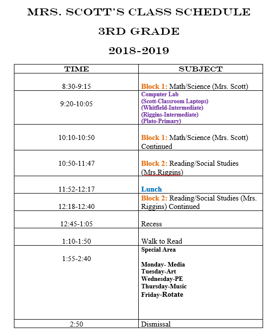 Class Schedule  